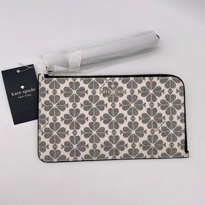 Kate Spade Lucy Spade Flower Medium L-zip Wristlet Black Multi